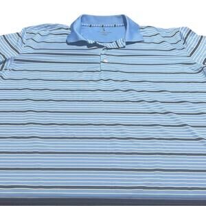 NICHOLAS Blue and White Striped Polo Shirt size xxl